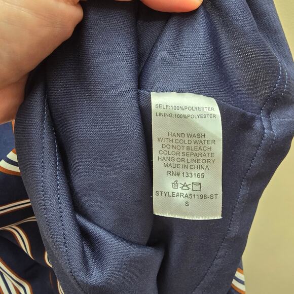 Altar'd State Striped Maxi Dress Side Slits Blue Multicolor Size Small Nautical - Picture 7 of 7